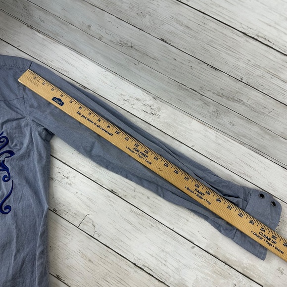 Retta WW Snap Button Shirt Womens Medium Blue‎ Floral Embroidered Western Rodeo - Picture 9 of 12